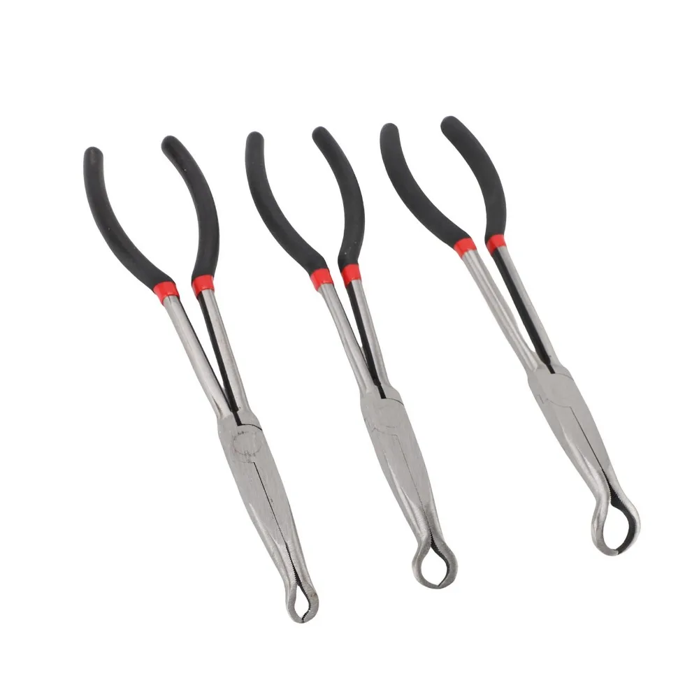 3PCS Round O Shape Jaw Long Nose Grip Pliers 11 Inch Heavy Duty Hose Removal Pliers Small 9mm / 5/16in Medium 14mm / 1/2in