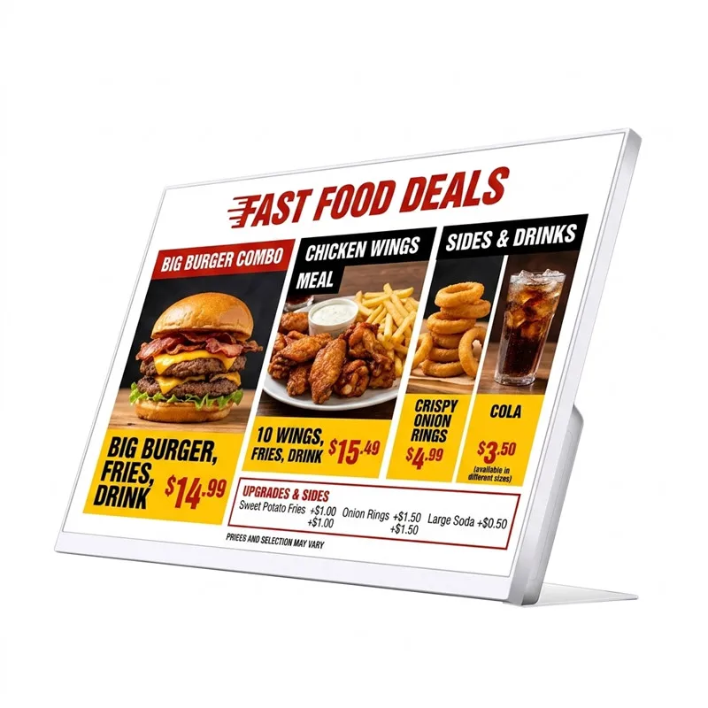 Fast Food Restaurant Tabletop Digital Menu Board 21.5 Inch L-Shaped Android WiFi Electronic Menu Signage Advertising