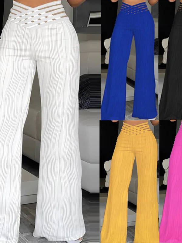 Women's Floral Embroidery Elastic Fabric Micro Flare Long Pants Spring Autumn New Arrival Comfortable Casual Trousers