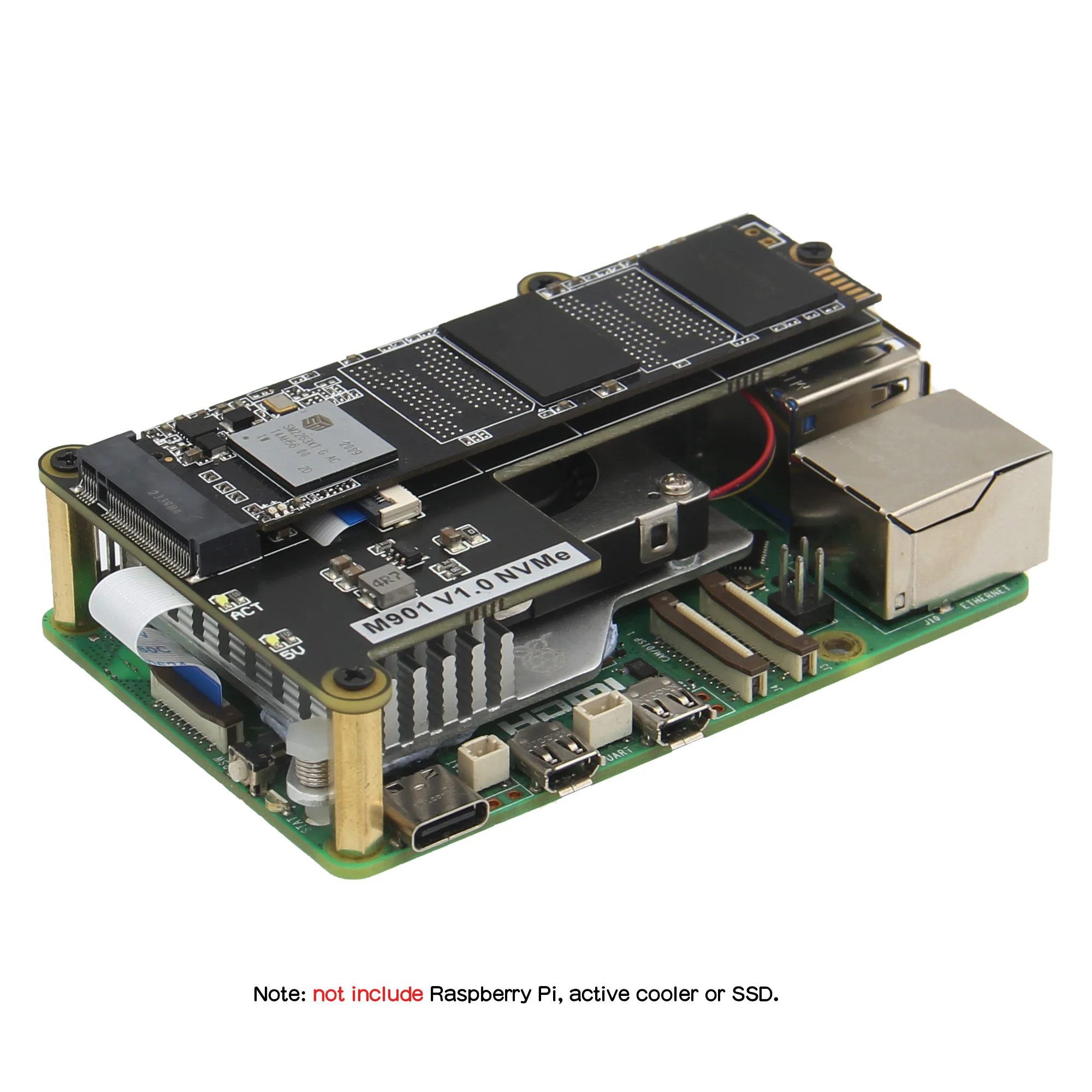 Geekworm M901 PCIe to M.2 NVMe SSD Board Shield for Raspberry Pi 5