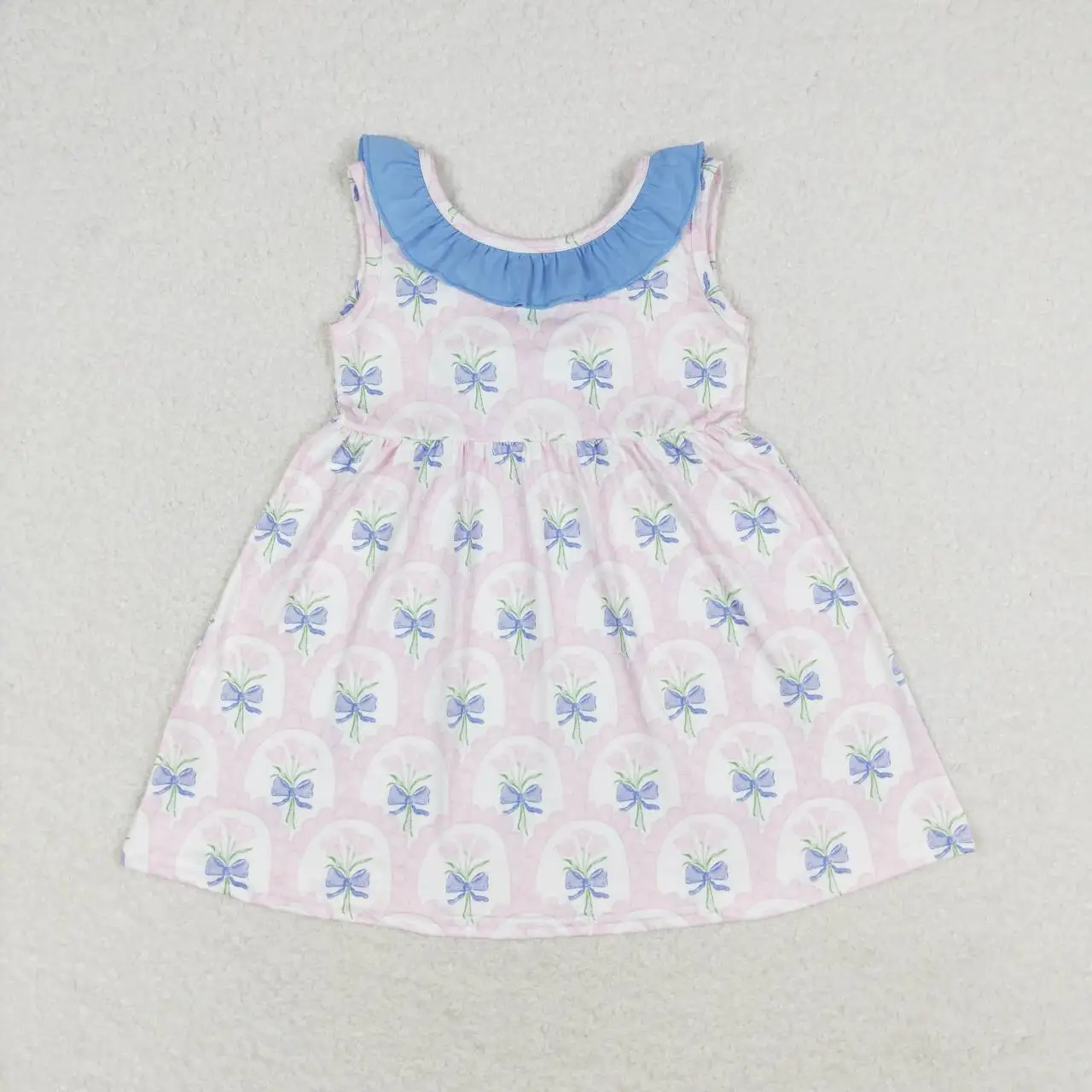 Baby girl bow dress toddler boutique all'ingrosso abbigliamento estivo gonna a maniche corte per bambini popolare