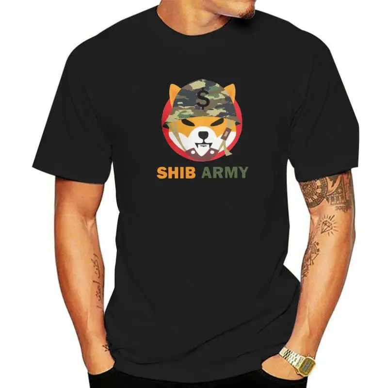 Vintage Shib Army Shiba Inu Crypto Cryptocurrency Coin T-Shirt Men Pure Cotton T Shirts Short Sleeve Tees Unique Clothing