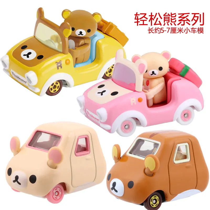 In Stock Original TOMY 155 Rilakkuma Cartoon Alloy Car, R09 Milky Girl Collectible Diecast Model Toy, Desktop Ornament for Child