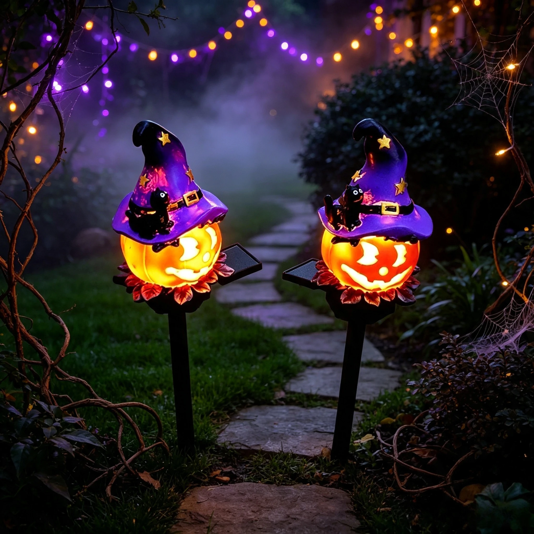 1-5PCS Solar Halloween Pumpkin Garden Light Craft Outdoor Ground Stake Decor for Ghost Festival Party Atmosphere Spooky Ambience