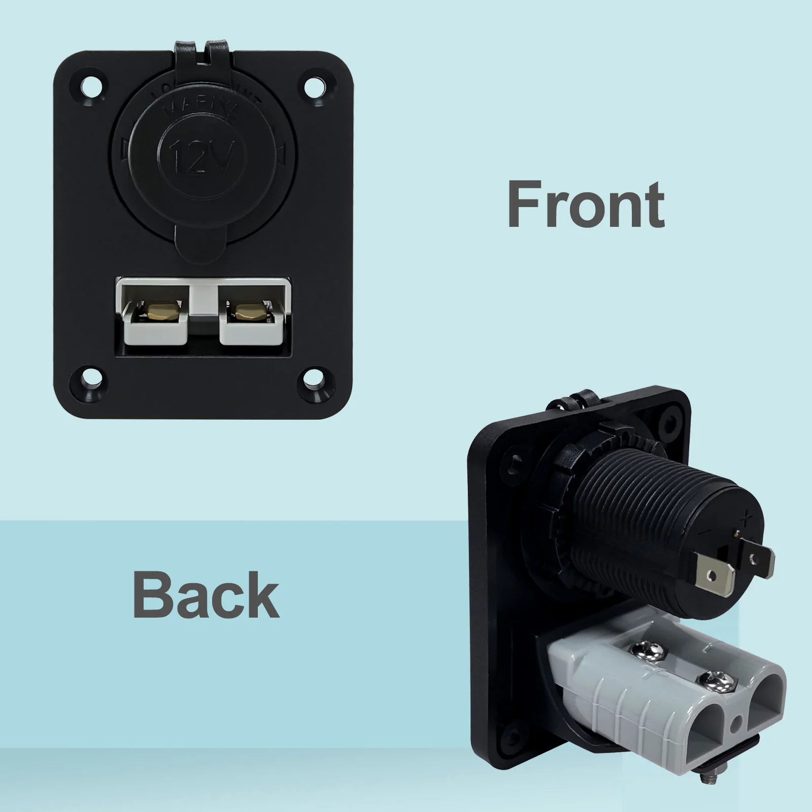 1PCS 50A 600V For Anderson Plug Connector Socket Charger Flush Mount Plate For Caravan Camping Trailer Ship Car Yacht RV Bus RV