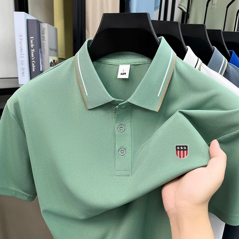 High End Brand 2026 Hot Selling New Classic Letter Embroidered Breathable Polo Shirt Fashionable Men Comfortable Casual Shorttop