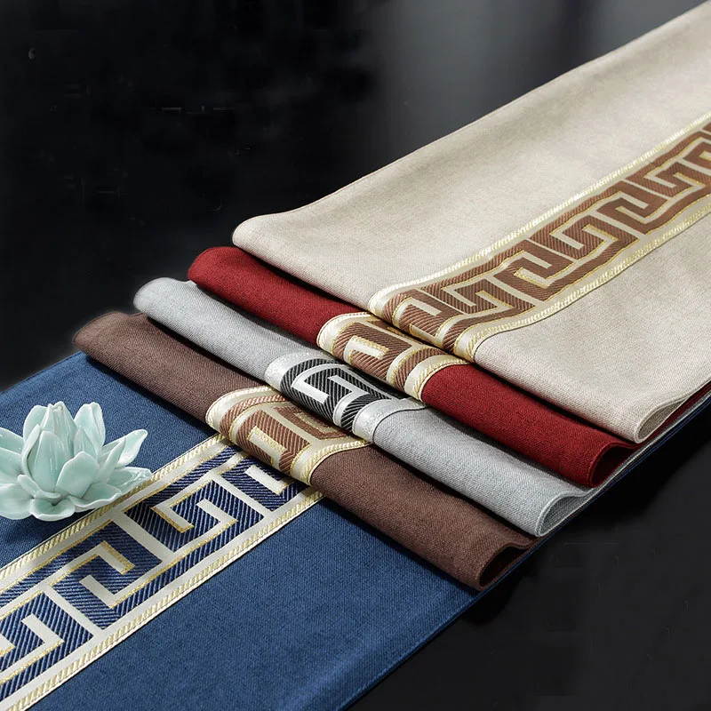 Table Runner,Chinese Style,Cotton Linen Table Runners Luxury Chinese Style Table Cloth Modern Wedding Party Home Decoration