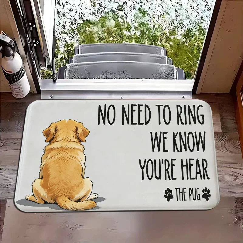 VIKAMA Cute Golden Haired Back Fun Slogan Entrance doormat Entrance Bathroom Doors Home Decoration Welcome Carpet Home Decor