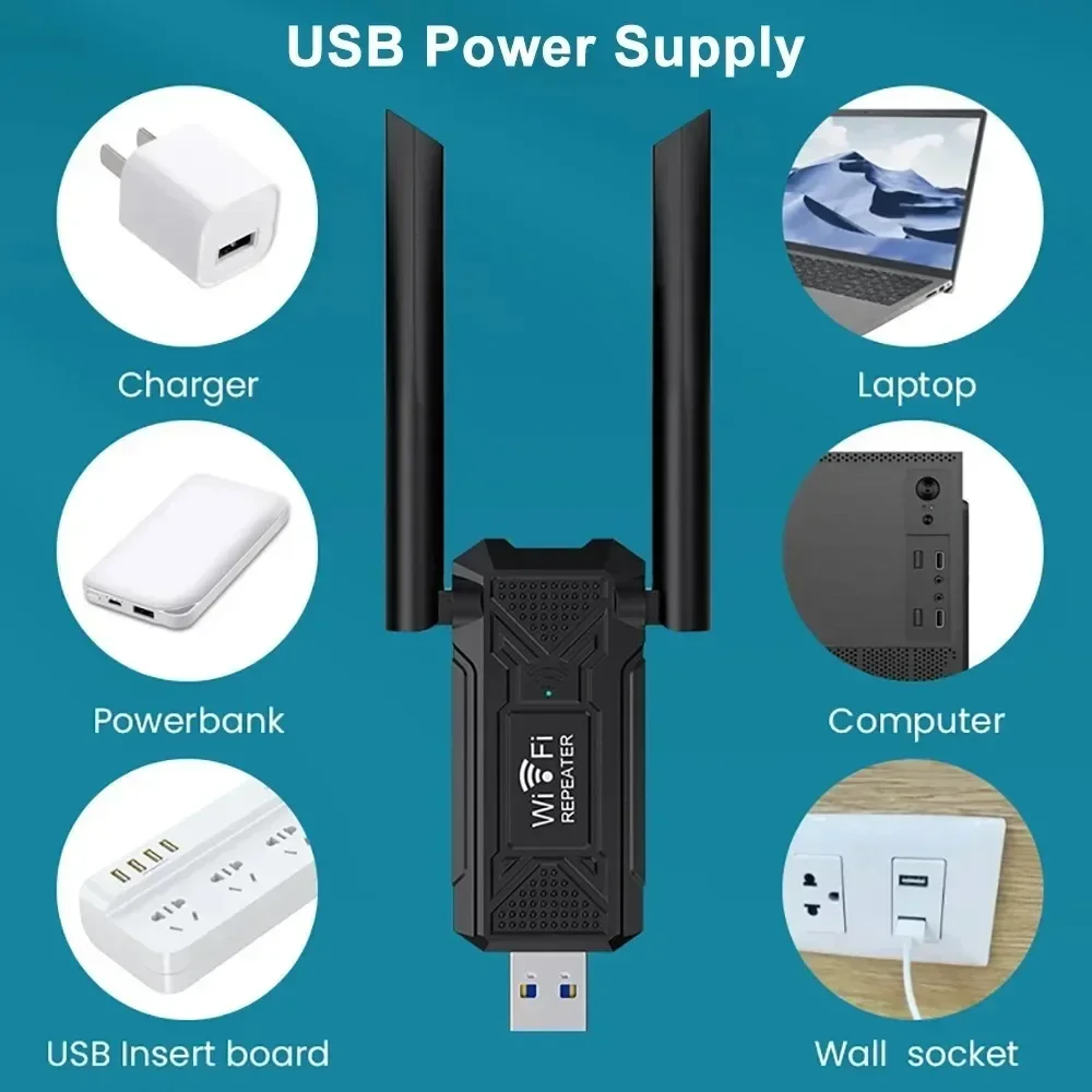 300Mbps USB Wireless WIFI Repeater 2 Antena 2.4G WiFi Range Extender Wi-Fi Signal Amplifier 802.11N Network Card Adapter for PC