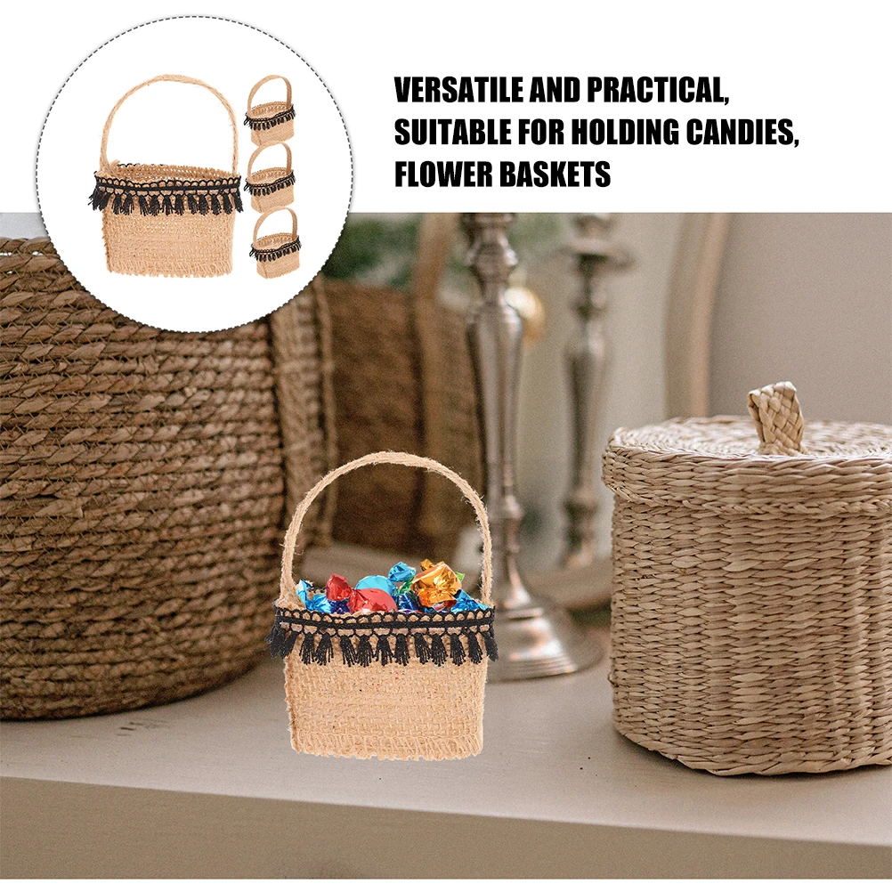

5pcs Wedding Gift Bags Rustic Linen Storage Bags Decorative Flower Holder Candies Storage Pouch For Wedding Party Supplies Favor