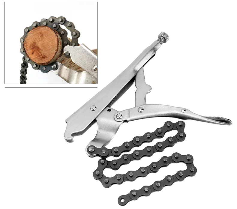 9 inch Chain Clamp Pliers Locking Grip Wrench Pipe Wrench Compound Leverage Function