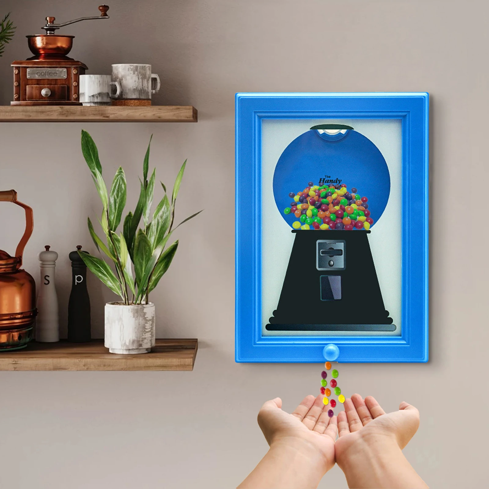 2-in-1 Creative Candy Dispenser Sweet Snack Picture Frame Frame Display Hanging Gumball Machine for Kids Adults Office Gifts