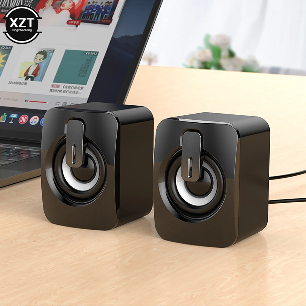 1 Pasang Kotak Suara Speaker Komputer PC untuk Mikrofon Stereo HIFI PC USB Berkabel dengan Lampu LED untuk Komputer Desktop