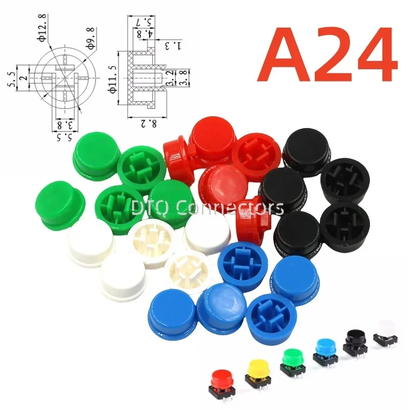 

100PCS A24 Round Square Head KeyCap 12*12*7.3MM Touch/Microswitch Press-type Cap
