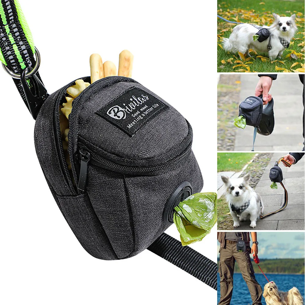 

Pet Dog Treat Pouch Portable Multifunction Dog Training Snack Bag Outdoor Travel Puppy Poop Bag Dispenser Fixed on Dog Leashes