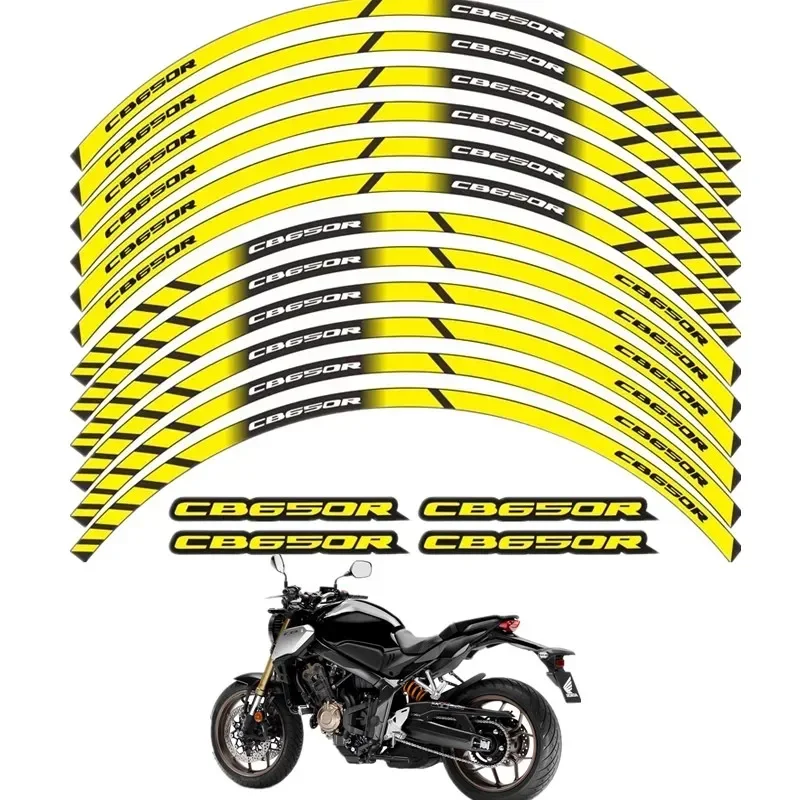 Autocollant de décoration de roue de contour de pièces de moto, autocollant jaune, accessoires pour Honda CB650R, CB650 R