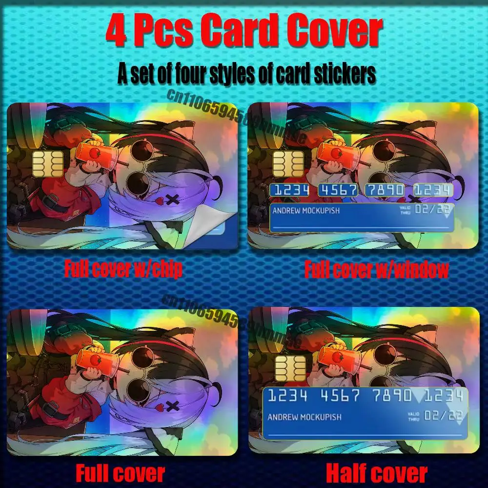 For Neverness To Everness NTE Nanally Mint Credit Bank Sticker ID Access Card Cover Skin Rainbow Color Laser Stickers Film