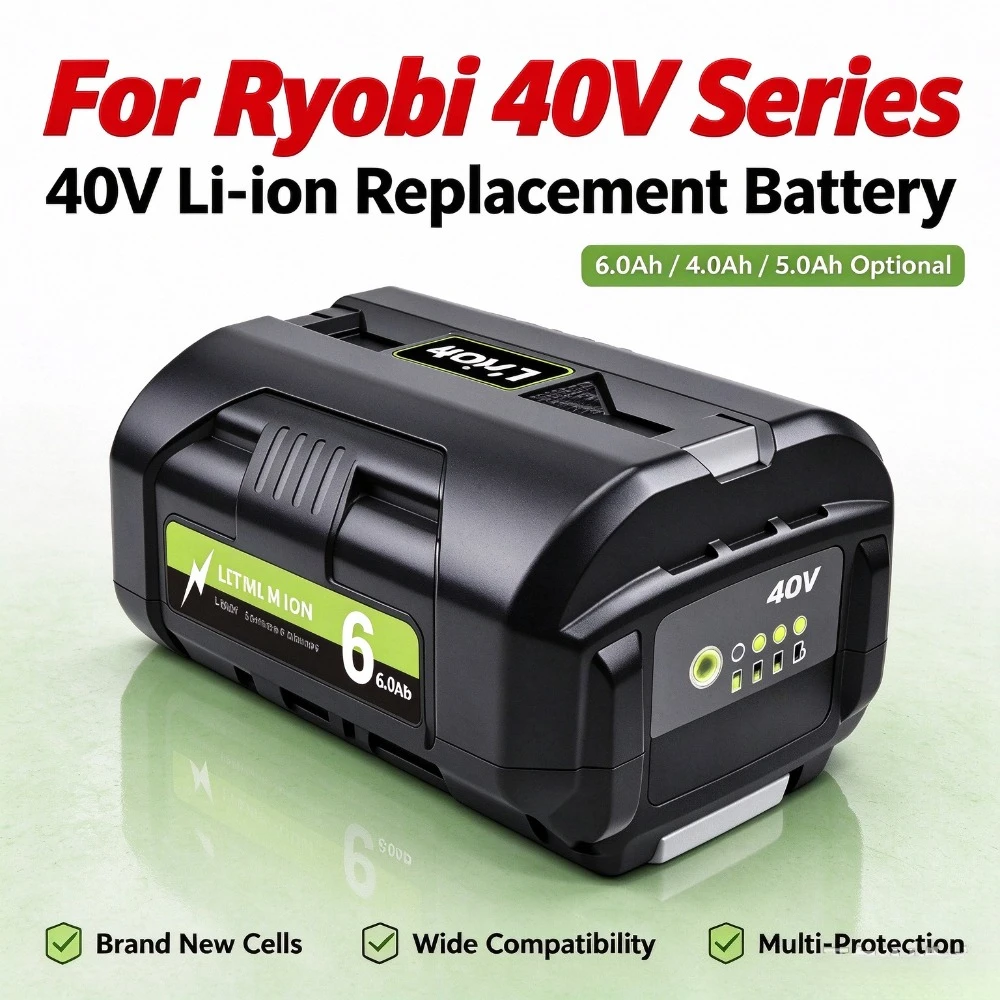 40V Li-ion Replacement Battery FOR Ryobi 40V Power Tools OP4050 OP4026 RY40200 RY40502, 4.0Ah/5.0Ah/6.0Ah Brand New Cells`