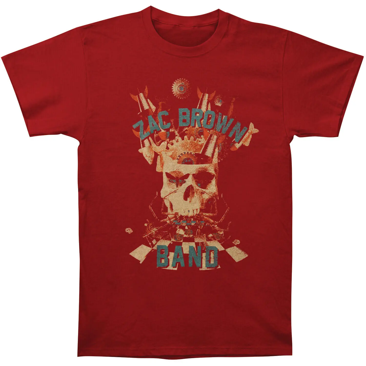 Men's Zac Brown Band Skull Collage Mens Soft T Slim Fit T-shirt Small Cardinal