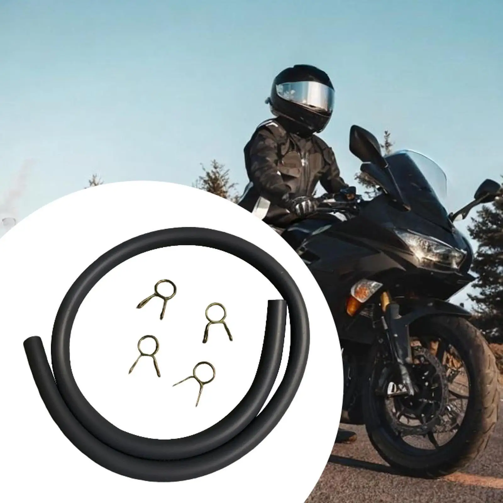 

High Performance Fuel Tank Gas Line Hose Flexible Rubber Pipe Kit with Clips Motorcycle Petrol Tube for 125CC 150CC Service