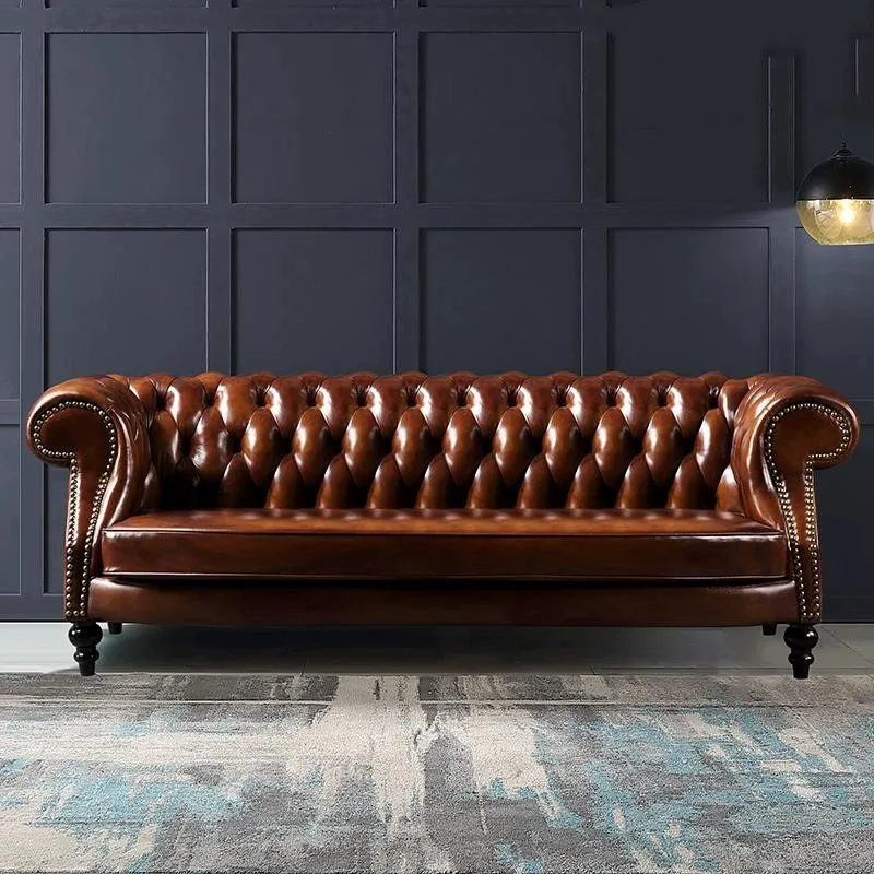 

Retro Nordic Sofa Oil Wax Leather Green New Arrival Sofa Combination Large Sillon Relax Reclinable Para Salon Home Furniture