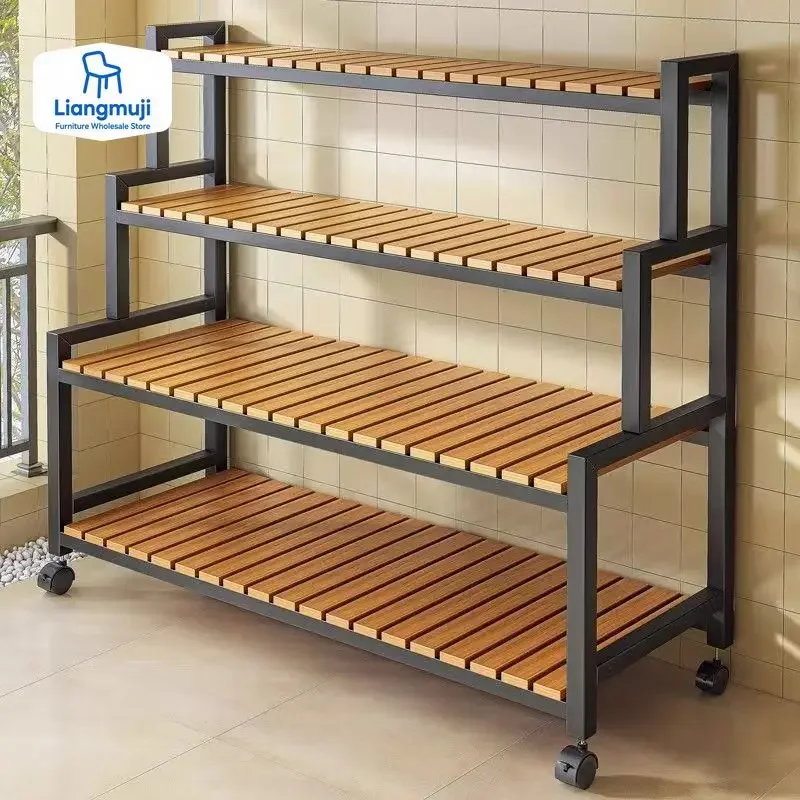 Черная уличная полка для растений, роскошная универсальная квадратная полка для растений, многоуровневая бамбуковая полка для растений, садовая мебель Bitki Rafları