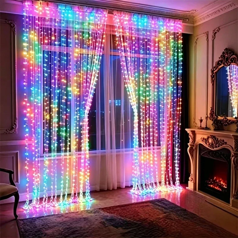 Bedroom LED Curtain Light USB Plug 8 Modes Fairy String Lights Christmas Halloween Valentine's Day Party Room Wedding Decoration