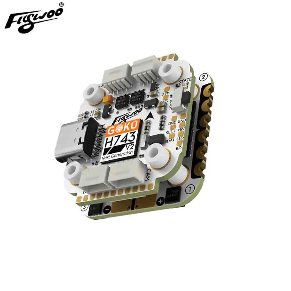 

Flywoo GOKU H743 PRO Mini 45A 32Bit 128K 20*20 Stack H743 PRO Mini Flight Controller with G45M AM32 4in1 ESC for FPV Drone RC