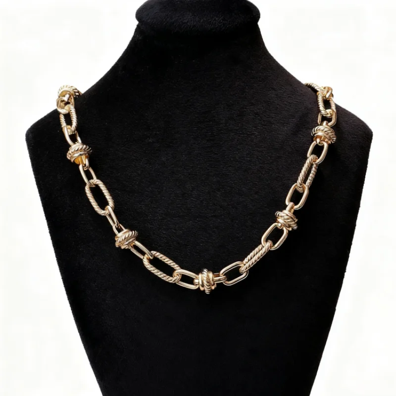 

BELLU Italian Necklace European and American Style Gold Chain 925 Silver Gold-plated Light Luxury High-end Neck Chain