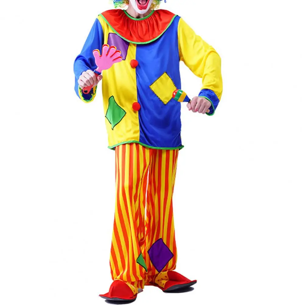 Duurzaam Polyester Pak Ademende Jas Broek Pak Levendige Volwassen Clown Kostuum Set Voor Makkelijke Leuke Joker Cosplay Voor Mannen