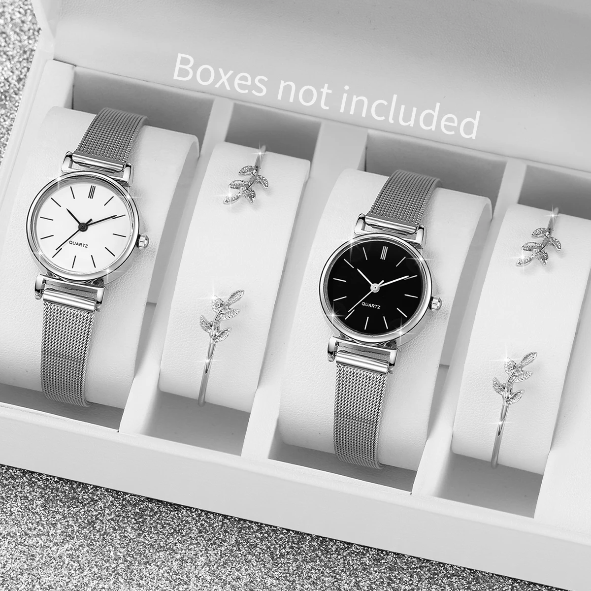 

4 шт./комплект, женские кварцевые часы с браслетом