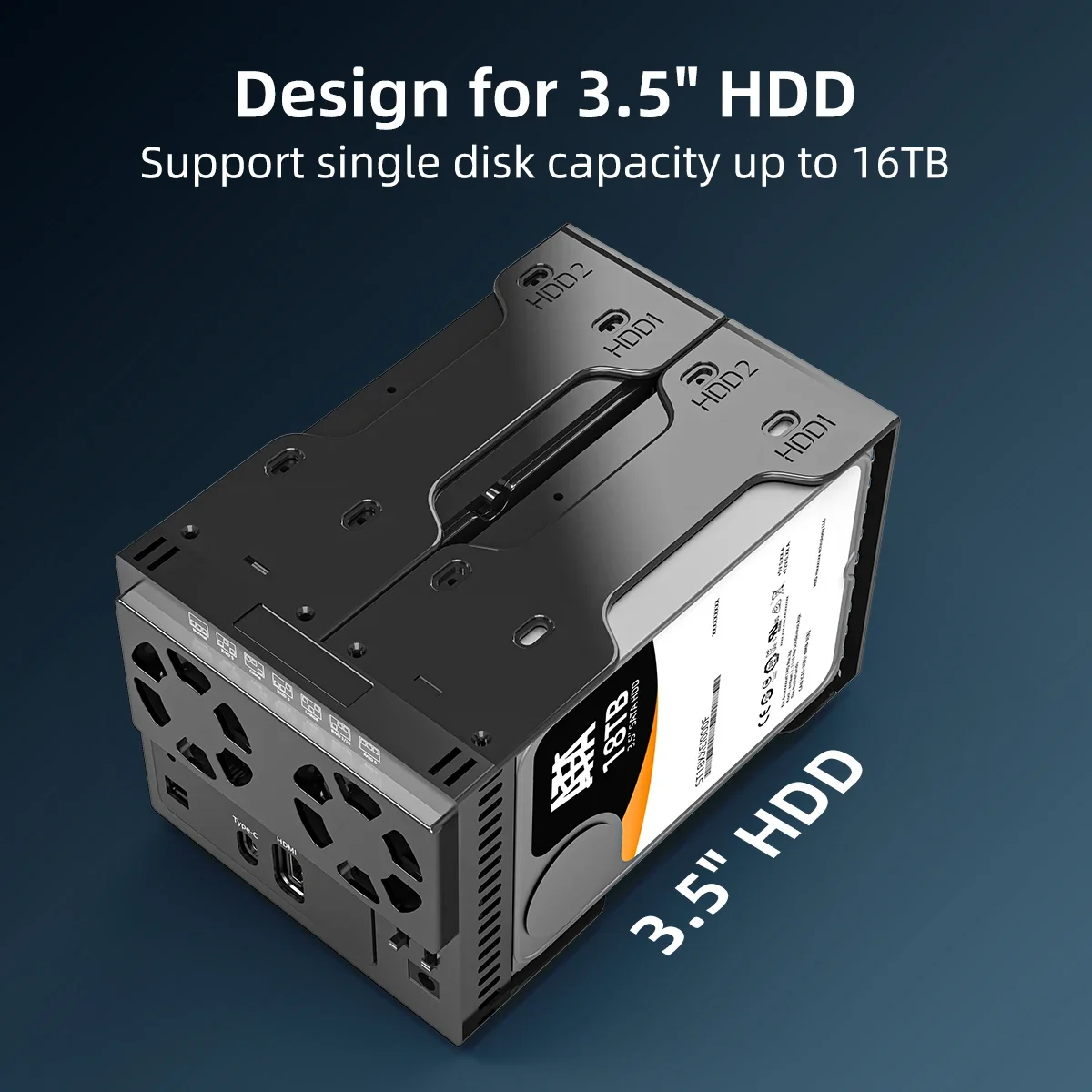 MAIWO 7 Raid 4 ベイ ハードドライブ エンクロージャ 3.5 インチ HDD ケース 3.5 インチ ハードディスク ボックス ドッキング ステーション HDMI/4K 高解像度ポート付き