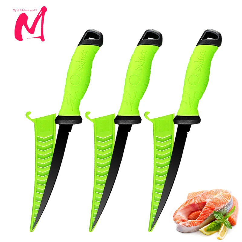 Cuchillos de cocina de acero inoxidable, cuchillo de pesca, cuchillo para deshuesar filete, cuchillo de carnicero, cortador de frutas, rebanado de pescado