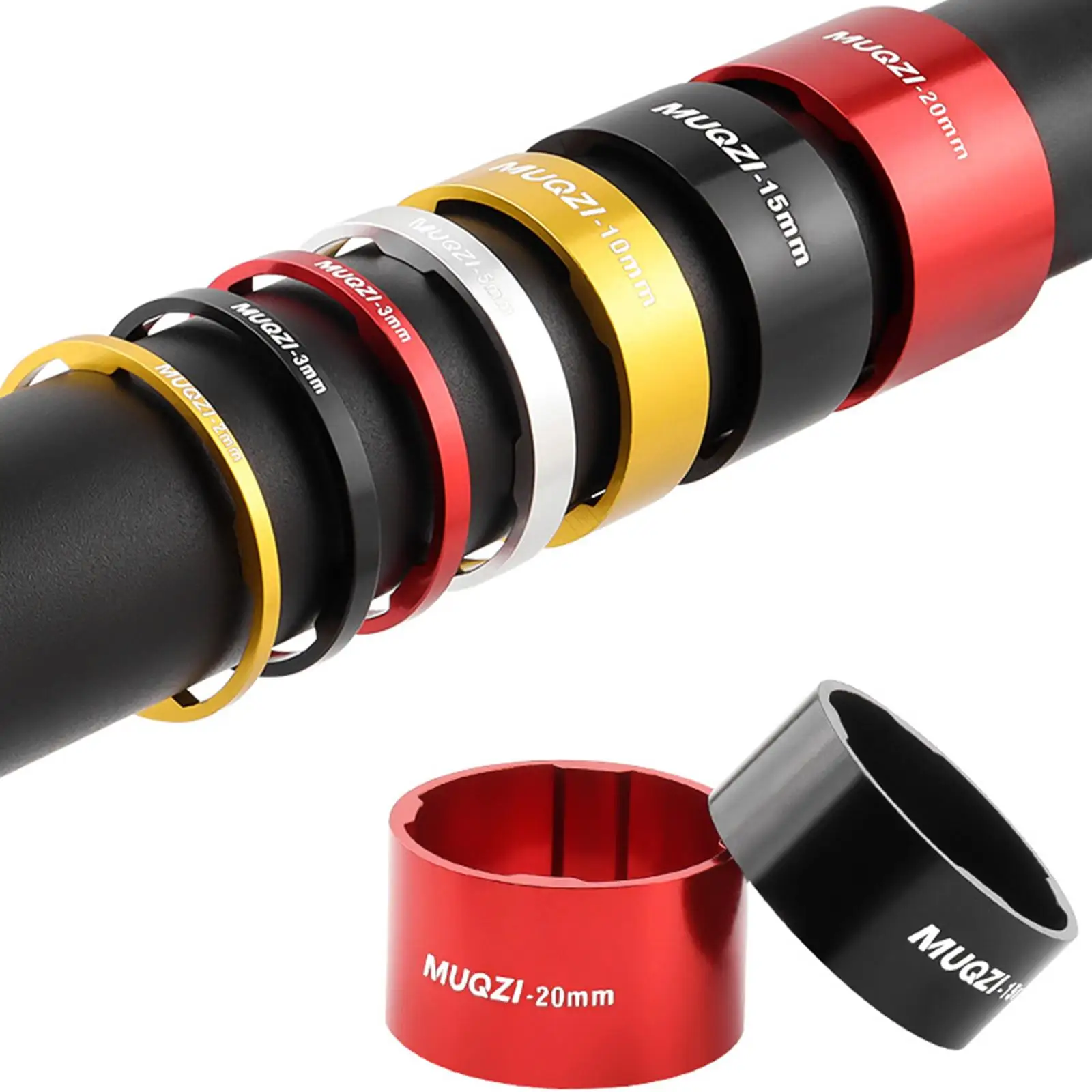 Durable Bicycle Headset Spacer Kit Aluminum Alloy for Bike Handlebar Height Adjustment and Spare Parts Upgrade