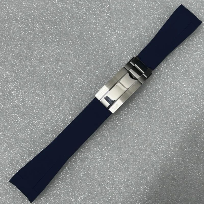 ملحقات تعديل الساعة 20 مم واجهة منحنية حزام مطاط السيليكون مشبك قابل للطي لليخوت بتوقيت جرينتش