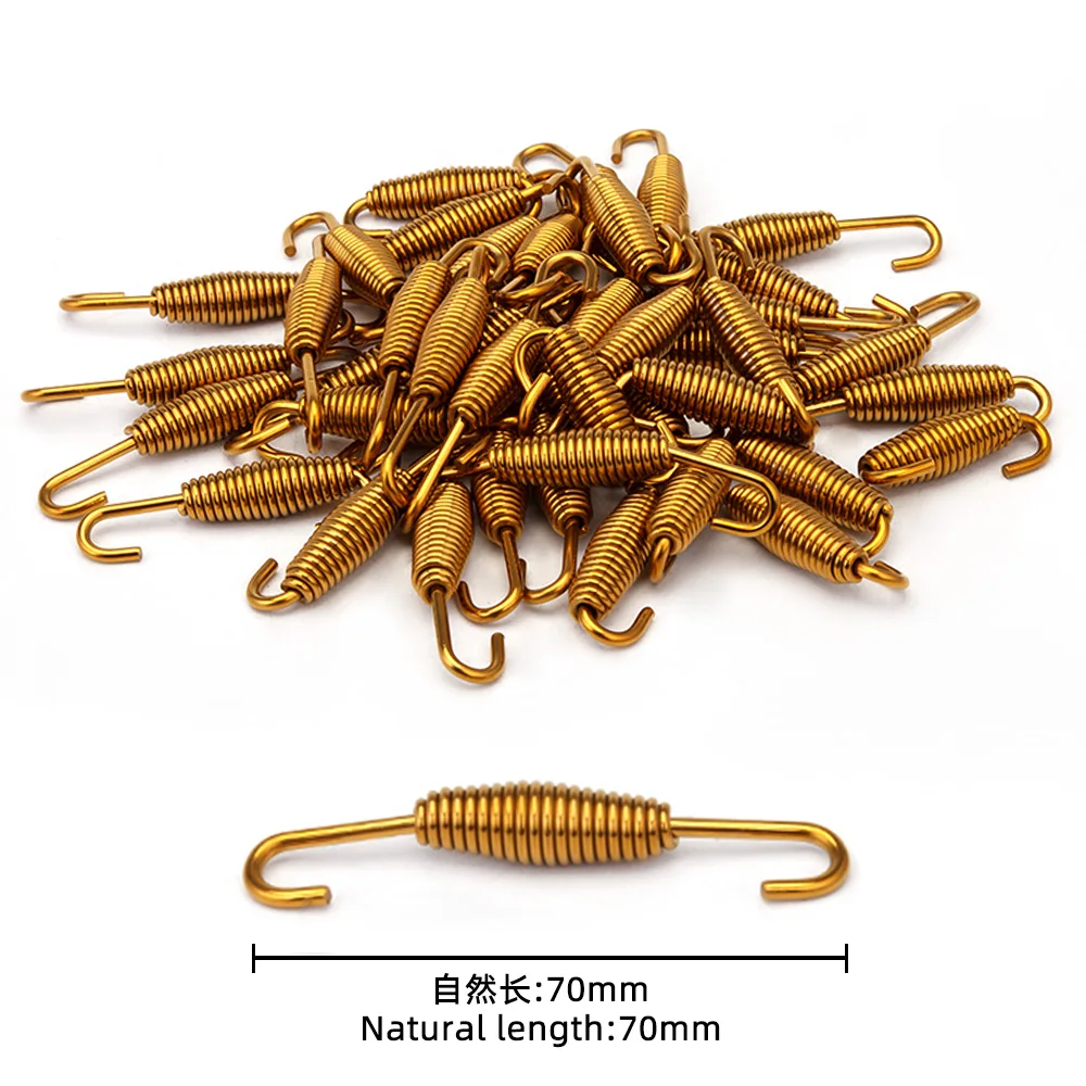 Motorcycle Exhaust Accessories Gold Dual Active Spring Hooks 55mm 70mm 2 Pcs Set
