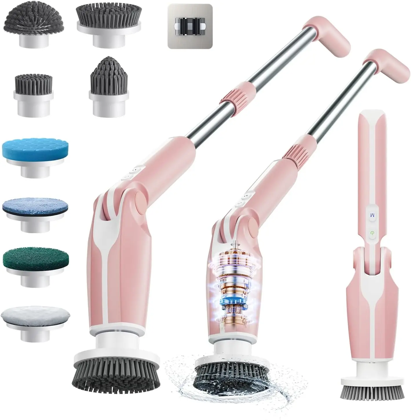 

Electric Spin Scrubber, Shower Scrubber with 4 Adjustable Angles and 8 Brush Heads, Electric Scrubber