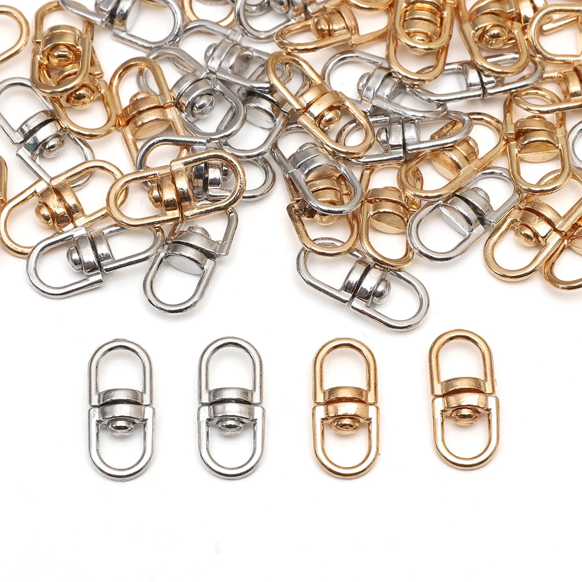 10pcs Hook Clasp 8-Character Rotating Buckle Keychain Chain Connectors For Diy Jewelry Making Keyring Bag Buckle