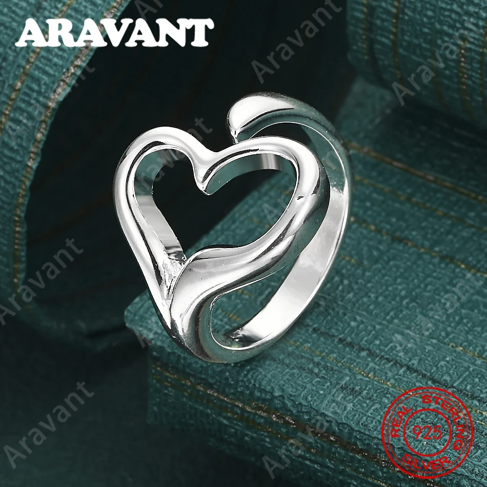 Anillo de corazón calado de plata de ley 925 - Accesorio sencillo y elegante para el día a día para mujer
