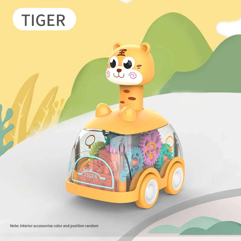 Transparent light toy car children press sliding transparent gear car Toddler baby Puzzle inertial car guided crawling