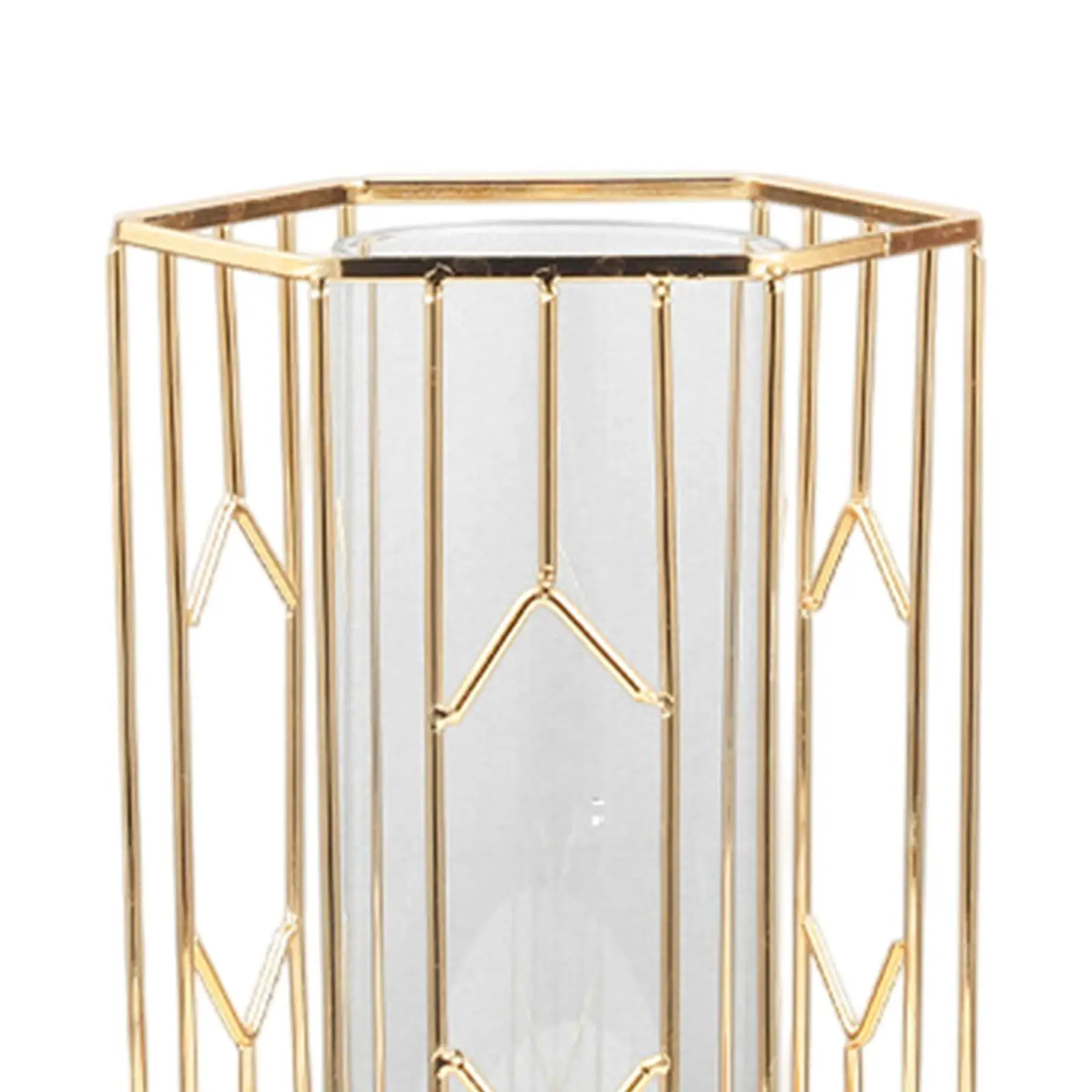 Vaso de mesa de metal de vidro, vaso central de armazenamento, vaso de flores decorativo, suporte para estante, armário, casa, quarto interno