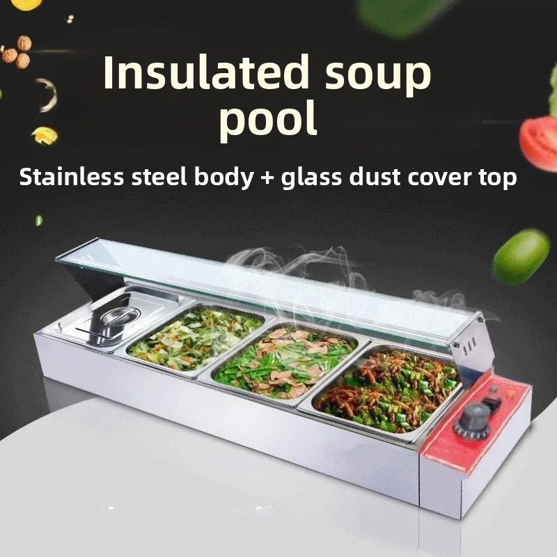CX commercial electric heat preservation soup pool 345 grid with glass cover for sale