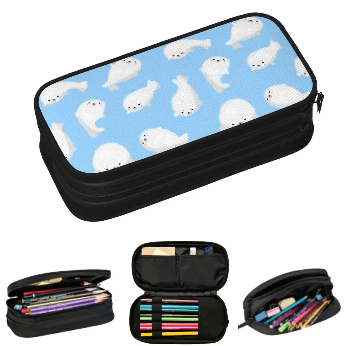 

Cute Baby Seals Pencil Cases for Students Gifts Pen Box Pencil Bag Large Storage Pencil Pouch Pen Holder