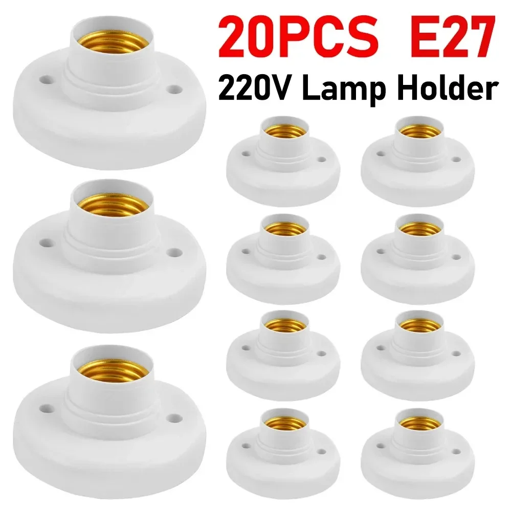 1-10PCS 220V E27 Screw Lamp Stand Light Bulb Socket Holder Adapter Base Cap Socket White Ceiling Light Lamp Bulb Fixing Base