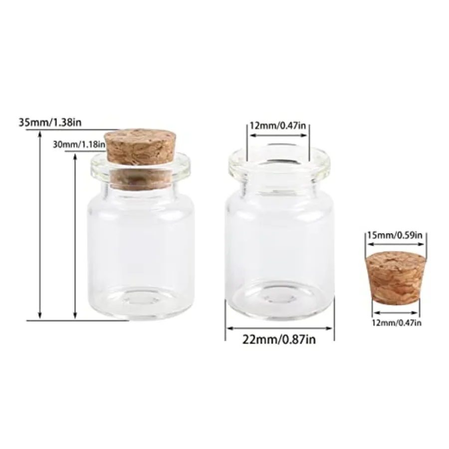 24pcs Mini Glass Bottles with Cork Stoppers 5ml DIY Art Crafts Storage Container, Tiny Glass Vials Cork for Wedding Decoration,