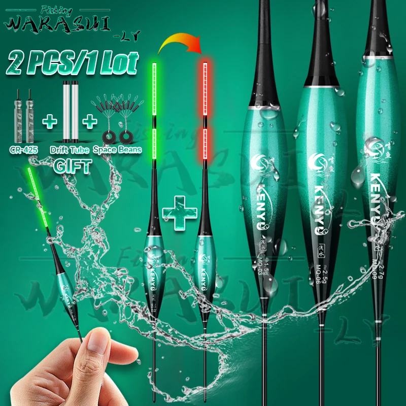 

2024Summer New 2Piece Short LED Electronic Float Set Full Green Sensitivity Full Red High Sensitivity Nano Outdoor Fishing Float