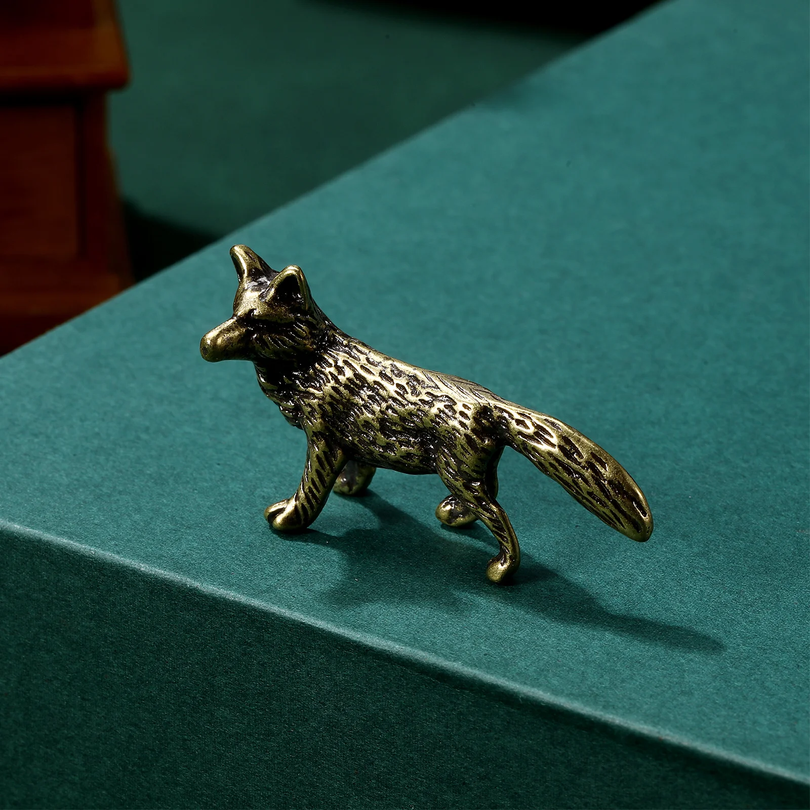 

Mini Fox Statue Golden Brass Animal For Home Office Desk Room Decor Craft Retro Ornament Brass Decor