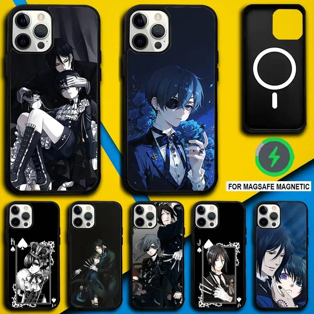 

Black Anime B-ButlerS Phone Case For iPhone 17,16,15,14,13,12,11,Pro,Max,Plus,Mini,SE4,E Magnetic Magsafe Wireless Charging