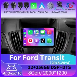 Android 16 Wireless Carplay e Auto WIFI + 4G for Ford Transit 2015 2016 2017 2018 autoradio lettore Video multimediale Stereo 2d