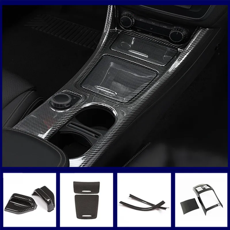 Center Console Air Condition Outlet Frame Decoration Carbon Fiber Style For Mercedes Benz CLA C117 GLA X156 Storage Box Decals 